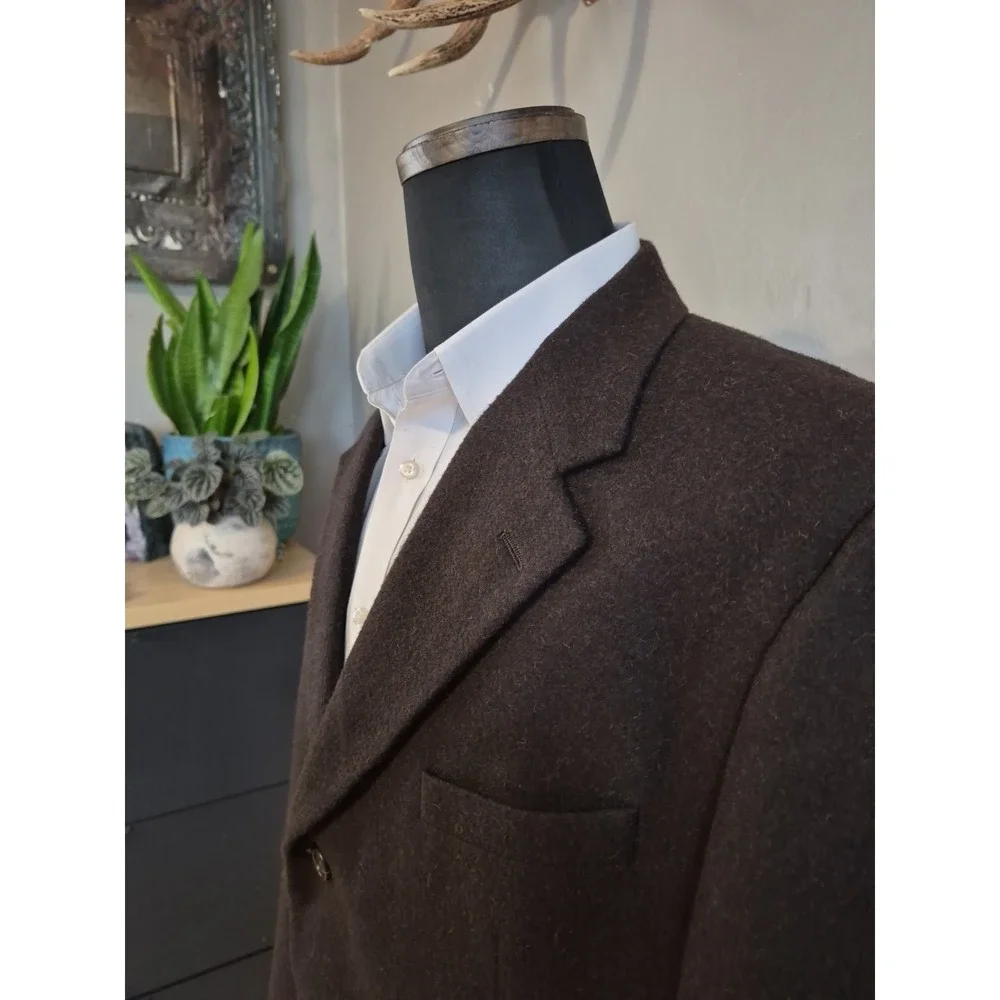 Bill Blass Vintage 44R Brown Camel Hair Blazer Mens 3 Button Sport Coat USA